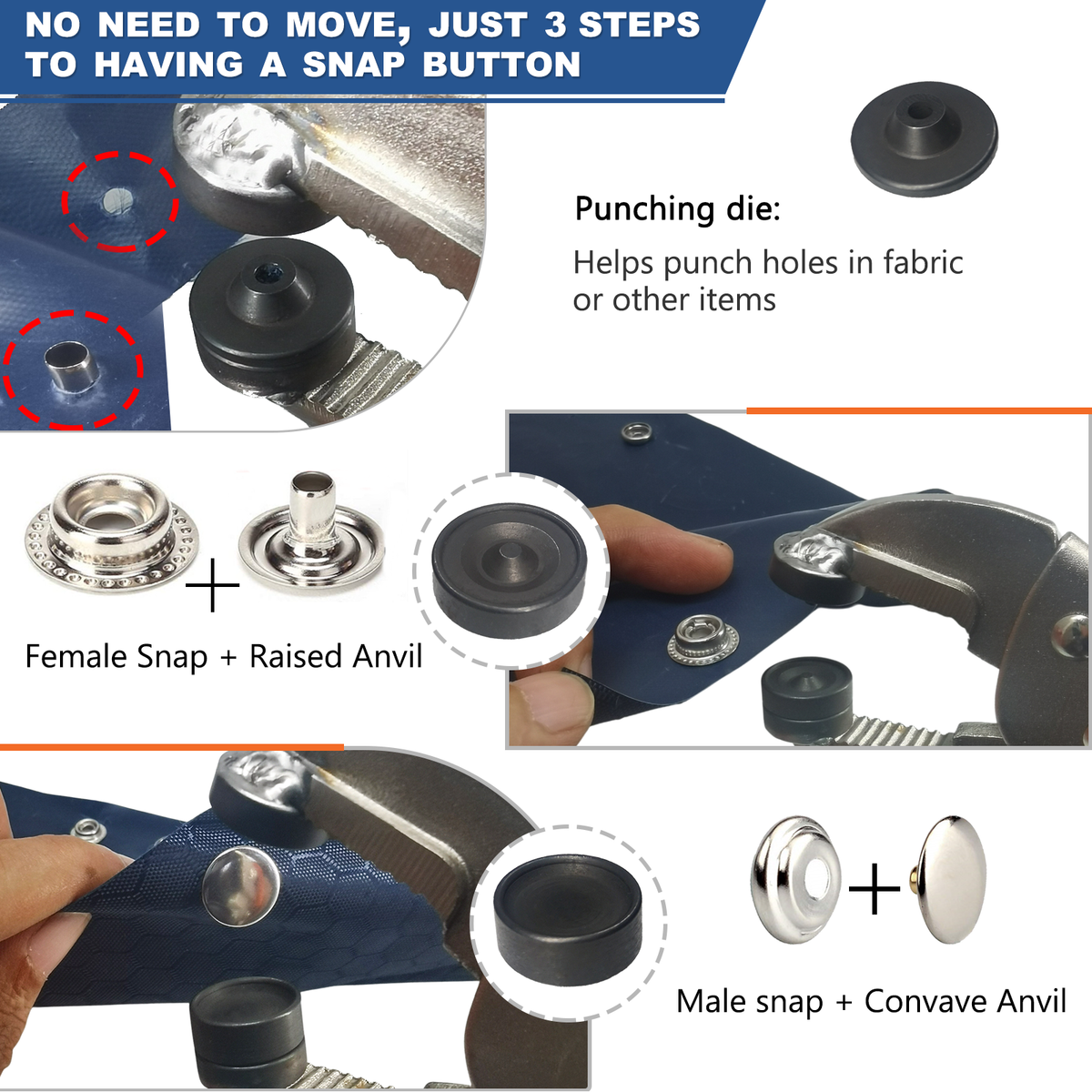  Snap Pliers for Metal Snaps, Heavy Duty Snap Fastener