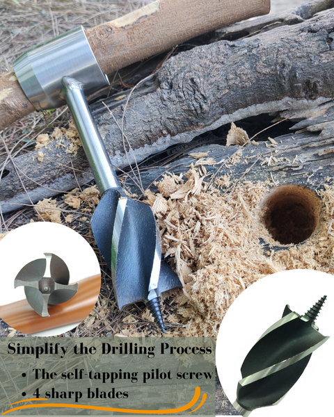 diy bushcraft gear Survival Tools, 1.5 inch Bushcraft Hand Auger with Scotch Eye for Larg – MinliGUY