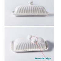 Butter Dish with Lid for Countertop, White Ceramic Butter Dishes with Covers, European Porcelain Butter Container, Butter Holder for 1 Western or Eastern Butter Stick