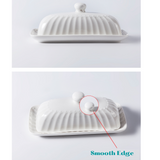 Butter Dish with Lid for Countertop, White Ceramic Butter Dishes with Covers, European Porcelain Butter Container, Butter Holder for 1 Western or Eastern Butter Stick