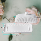 Butter Dish with Lid for Countertop, White Ceramic Butter Dishes with Covers, European Porcelain Butter Container, Butter Holder for 1 Western or Eastern Butter Stick