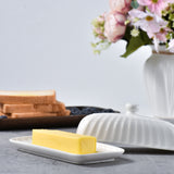 Butter Dish with Lid for Countertop, White Ceramic Butter Dishes with Covers, European Porcelain Butter Container, Butter Holder for 1 Western or Eastern Butter Stick
