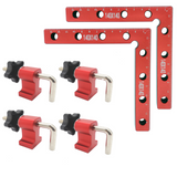 90 Degree Positioning Squares,  5.5" x 5.5" Aluminum Positioning Square Kit w/ 2 Clamping Squares Plus 4 Clamps, Right Angle Clamps for Carpenter &  DIY Woodworking Projects