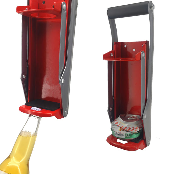 Heavy Duty Aluminum Can Crusher for Recycling, Compressing up to 16oz Soda, Beer, Sparkling Water Cans & 12oz Plastic Water Bottle. Wall Mounted Can Smasher- Color: Bright Red+Silver(Contrast)