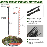 MinliGUY Landscape Edging Stakes 8inch 20pcs & Metal 6 inch U Shaped Stakes 20PCS Combo with Nail Extractor for Reusing Stakes
