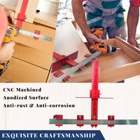 Cabinet Hardware Jig Tool, Adjustable &amp; Aluminum Cabinet Jig for Handles/Drawer Pull/Knob, Cabinet Hardware Installation jig, with Φ5mm &amp; Φ4.2mm Sliding Drill Guide, All Metal-by MinliGUY
