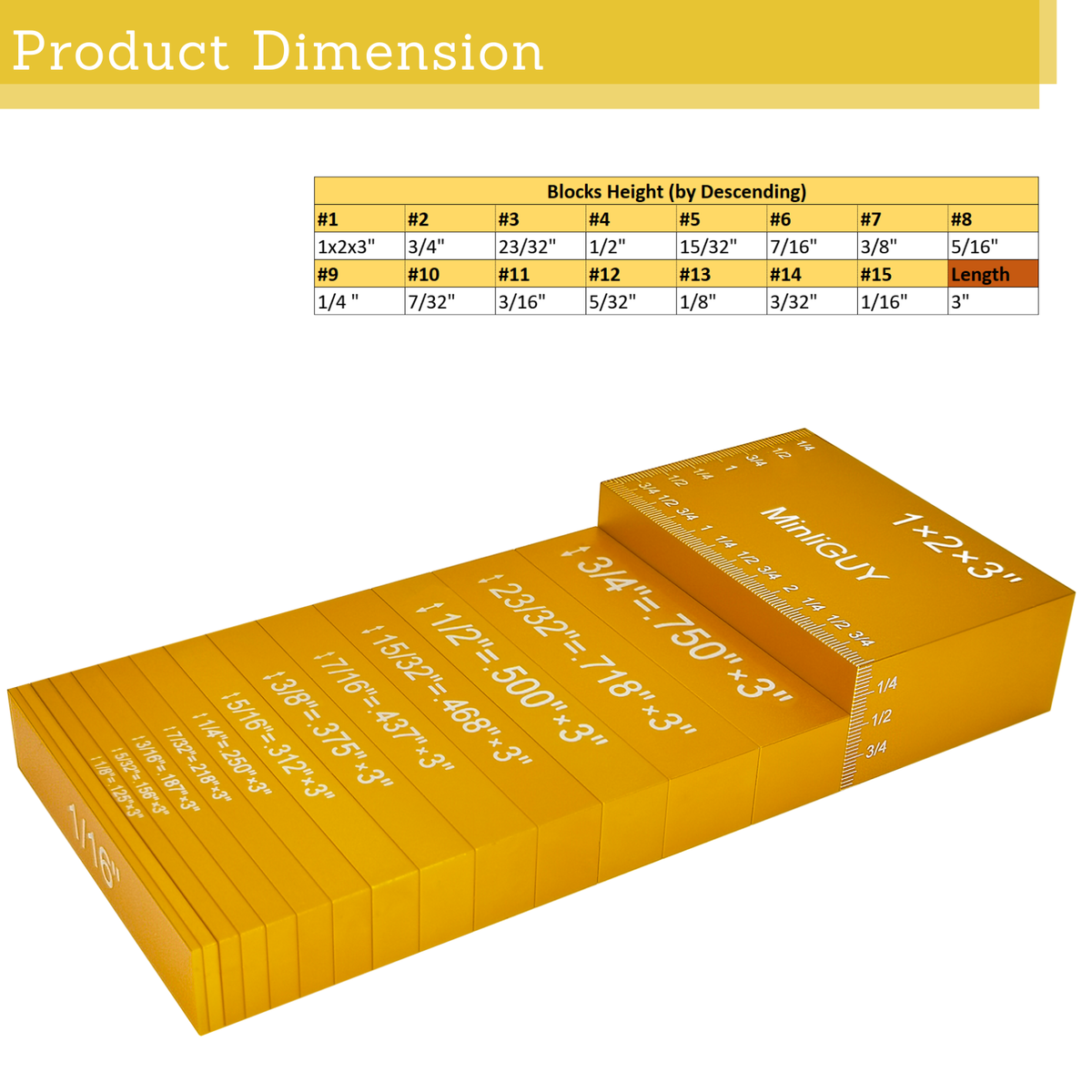 Setup Bars Height Gauge Blocks for Woodworking Router/Table Saw, 15Pcs ...